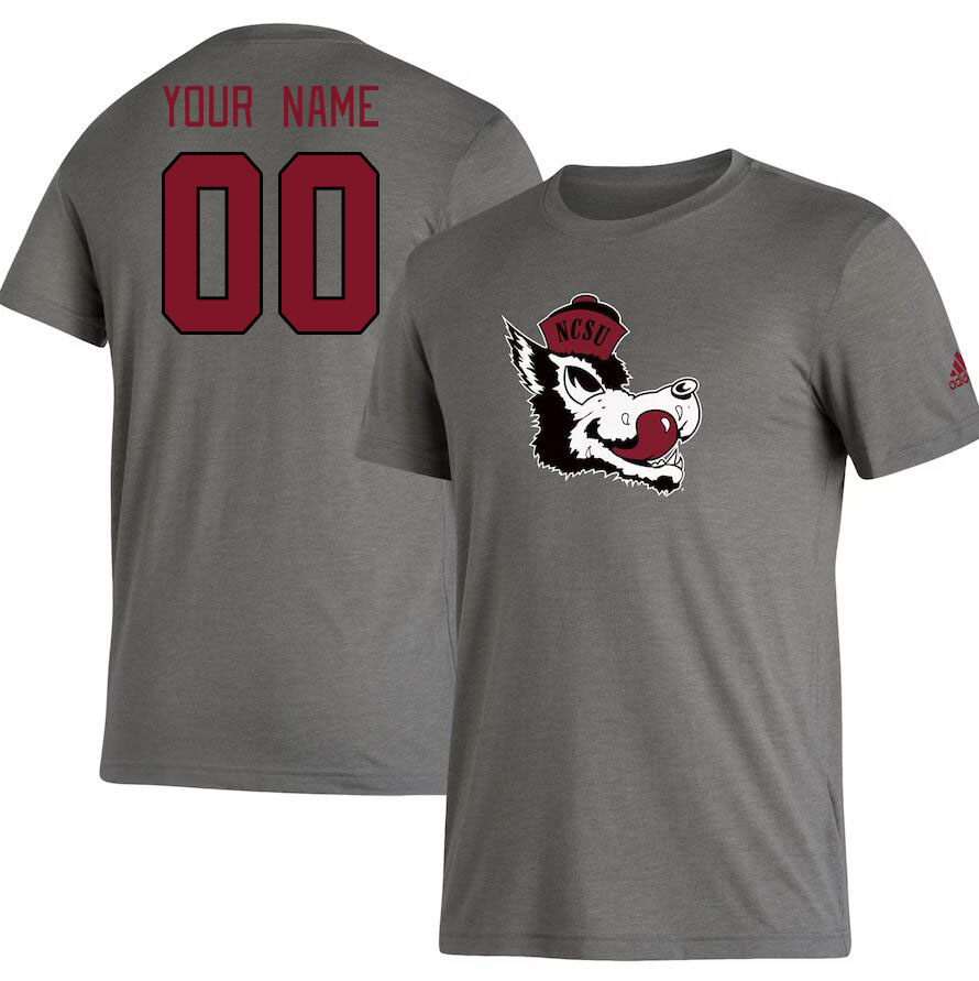 Custom NC State Wolfpacks Name And Number College Tshirt-Gray